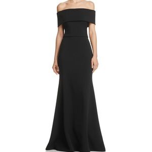 AQUA / Bloomingdale’s Off-the-Shoulder Scuba Crepe Gown - Size 12